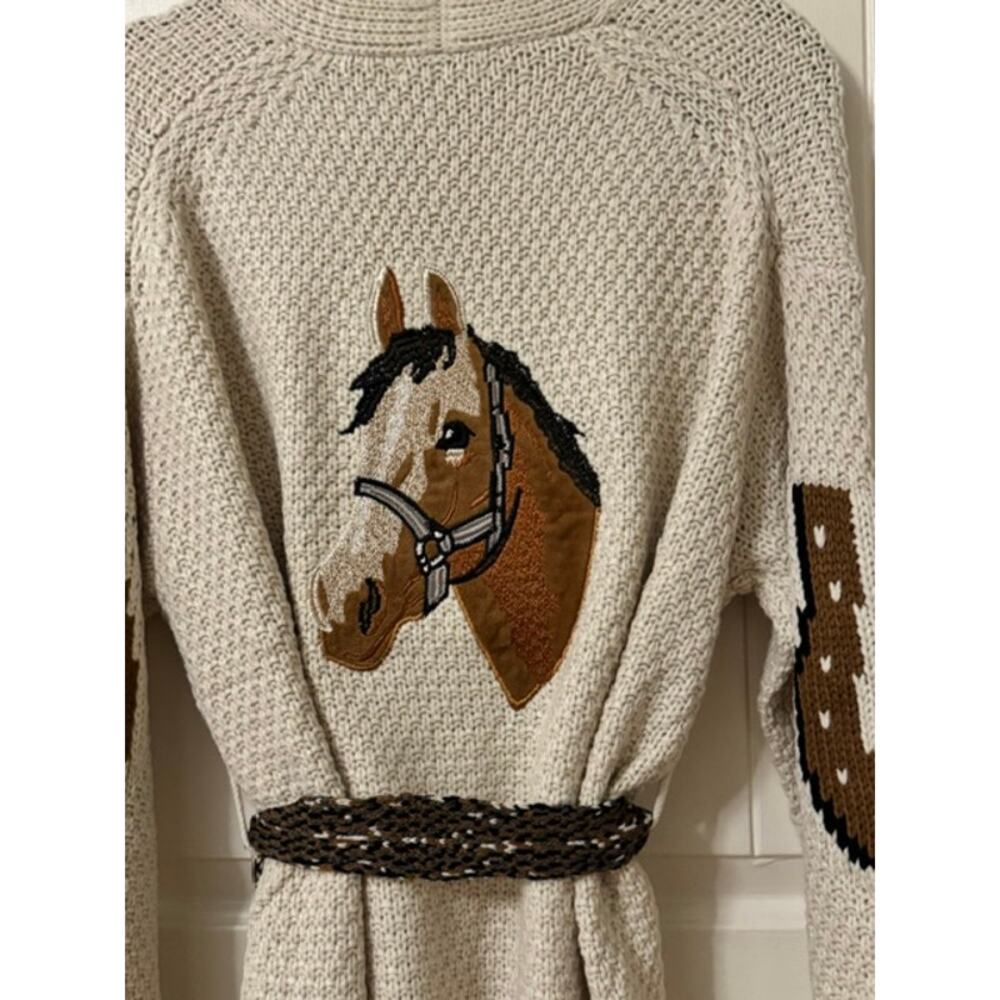 Blue B Western High Horse belted Horseshoe Cardigan M - Picture 10 of 12